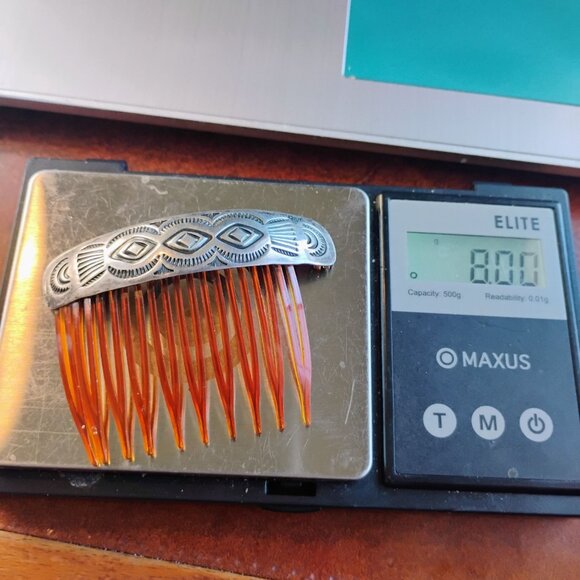 Vtg Native Navajo Sterling Silver Hair Comb Barrette - READ - Picture 5 of 5